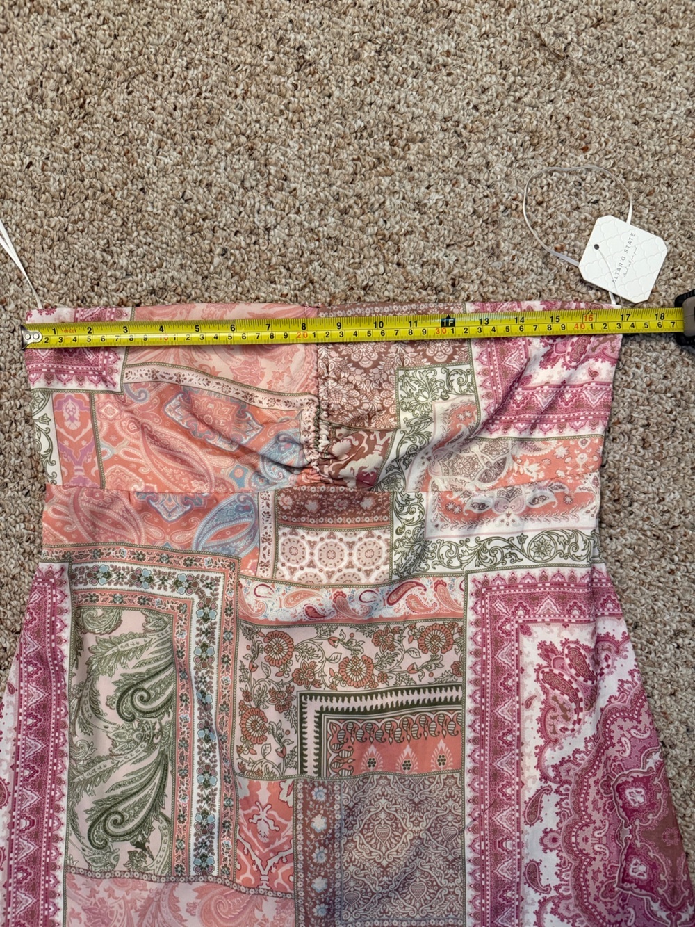 Altar'd State Pink & Green Paisley Patchwork Halter Mini Dress - Picture 7 of 9